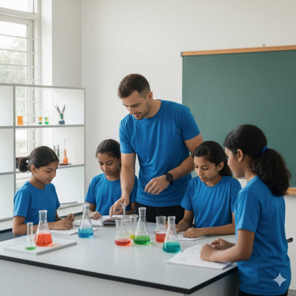 Smiling children in school uniforms